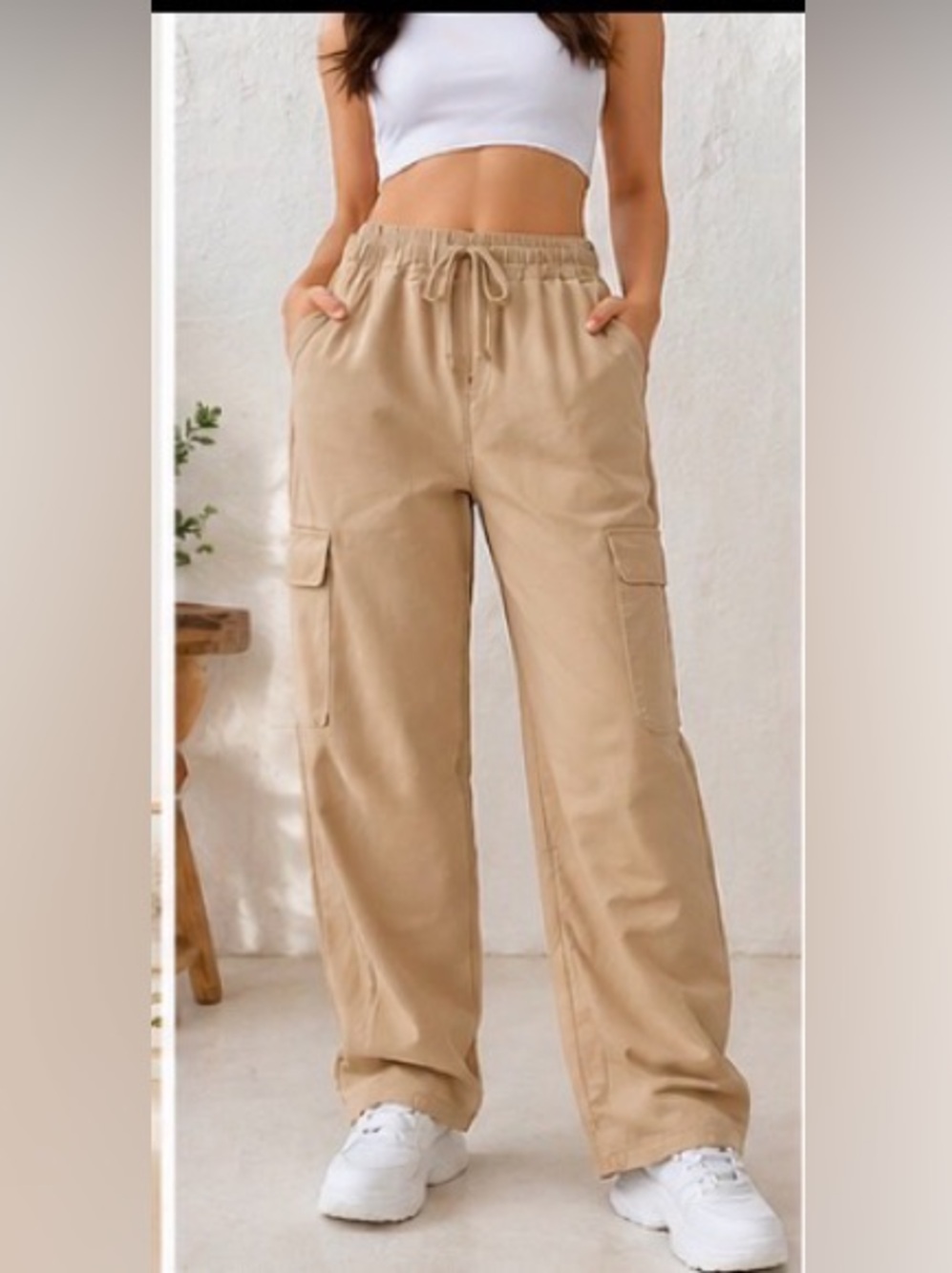 High Waist Cargo Pants 🤎 Pantalón Cargo Beige Mujer ✨